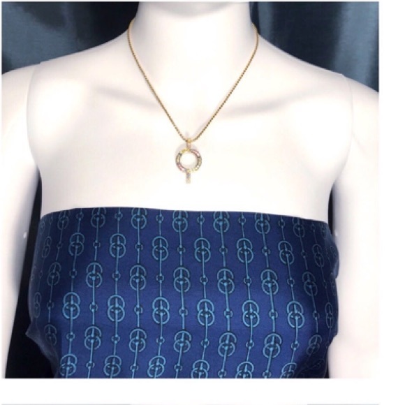 Spectacular 14kt Yellow Gold Multicolored Sapphire Pendant - Picture 3 of 10